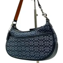 未使用級 コーチ ハンドバッグ アクセサリーポーチ 6623 シグネチャー 紺