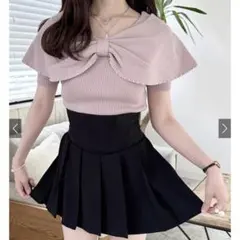 GRL リボンデザイン ニットトップス Fサイズ ピンク