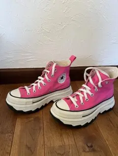 コンバース ピンク ハイカット 厚底スニーカー トレックウェーブ　23.5