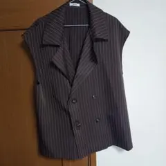 エプノック　ストライプ ダブルブレスト ベスト　ジレ