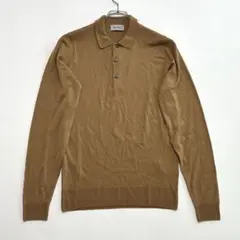 現行 ジョンスメドレー メリノウール100% 長袖シャツ ポロ S ベージュ