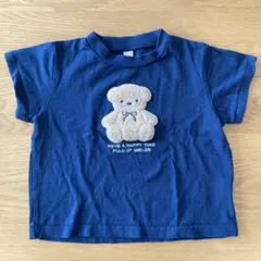 apres les cours テディベア刺繍 Tシャツ ネイビー 90のサムネイル