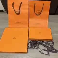 HERMES オレンジショップ袋と箱セット
