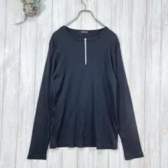 ☆PETITREITRE メンズ (L) 長袖 カットソー ジップアップ 黒
