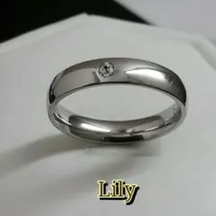 ステンレス製 ジルコニア1石 アレルギーフリー甲丸リング幅4ミリ 刻印可能 指輪