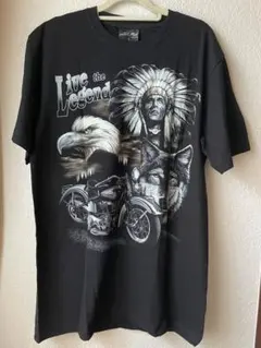 新品未使用アメリカンバイクインディアンロックTシャツL蛍光塗料
