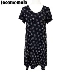 【美品】 Jocomomola 半袖ワンピース 42 ブラック　総柄刺繍