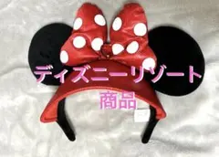 【ディズニーリゾート限定】ミニー 帽子 赤黒 美品 ほぼ未使用 ファンキャップ