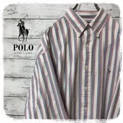 【ラルフローレン】 シャツ 刺繍ロゴ ボタンダウン 90s vintage