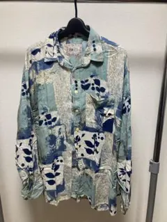 古着　総柄　シャツ　長袖　レトロ