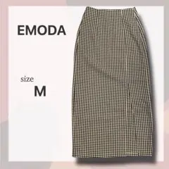 【極美品】EMODA エモダ 千鳥格子柄タイトスカート スリット モノトーン M