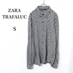 ザラ◇ZARA ギンガムチェックシャツ 長袖 総柄 白黒 レディース Sのサムネイル