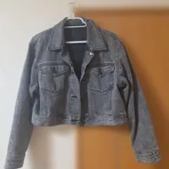GU グレー デニムクロップドジャケット XL