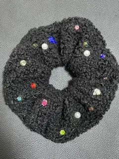 NEWブラックボアカラフルビジューシュシュ