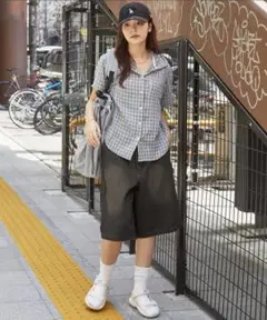 【retock’s】ロゴ刺繍ペインターワイドハーフパンツ