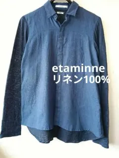 étaminne FLANDERS LINEN 長袖シャツ ネイビー　M　リネンのサムネイル