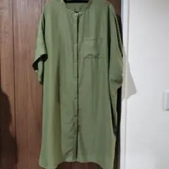オリーブグリーン 半袖シャツワンピース