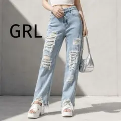 【タグ付き✨】GRL ダメージデニムパンツ ライトブルー