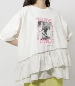 美品　ニコアンドniko and...　布帛コンビフリルロックTシャツ　Мサイズのサムネイル