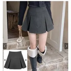GRL インパン裏地付ボックスプリーツフレアミニスカート