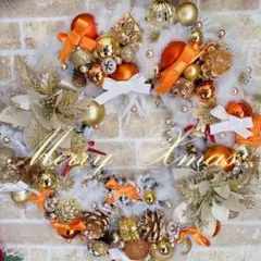 クリスマスリース　38㎝　ハンドメイド　インテリア　飾り　プレゼント　贈り物