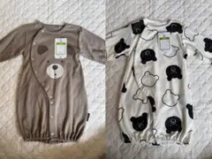 【新品】クマ柄ロンパース ブラウン・ホワイト 50-60cm 2点セット