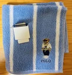 POLO 水色ストライプ タオルハンカチ