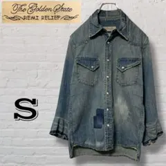 レミレリーフ　九分袖ウエスタンシャツ　リメイク加工　日本製　グランジ