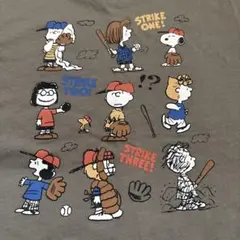 ビールーム　スヌーピー　野球ベースボール柄　キッズTシャツ　カーキ　120cmのサムネイル