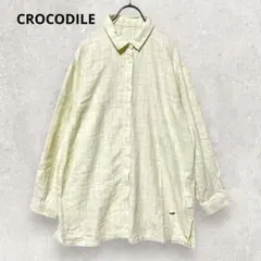 CROCODILE チェック柄 長袖シャツ L 綿100% パステルイエローのサムネイル