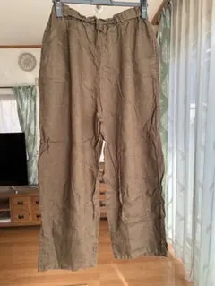 シーズンリーズン　リネンパンツ　オリーブグリーン　新品同様　超美品　Lサイズ