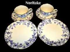 【 Noritake 】青い花柄 ティーカップ・ソーサーセット