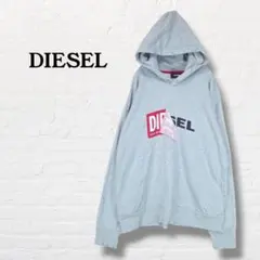 DIESEL ディーゼル☆パーカー ピールオフ ボックスロゴ 【M】グレー