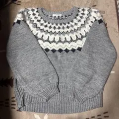 【一回着用】フェザーLジャガードドルマンセーター GLOBAL WORK グレー