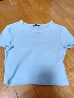 ザラ　クロップドTシャツ　ライトブルーS