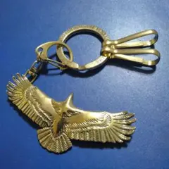 真鍮RRLキーリング、真鍮金色の鳥、真鍮ナスカン2個。のサムネイル