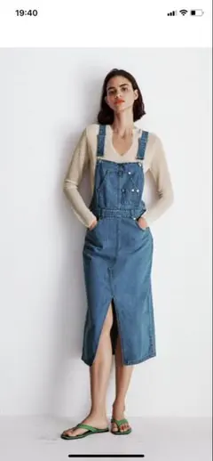 ZARAザラデニムサロペット スリット入りS