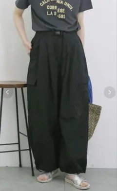 Samansa Mos2 blue　ナイロンカーゴパンツ　ブラック