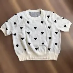 ラジエム　ハート柄 半袖ニットセーター