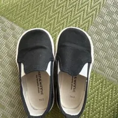 子供靴 キッズ靴 キッズスニーカー スリッポン 黒14.0cm