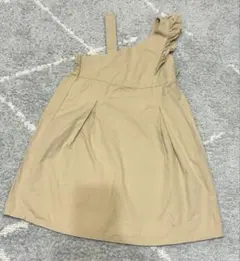 apres les cours ベージュ 片肩フリル ジャンバースカート