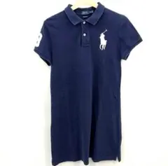 ラルフローレン 半袖ポロシャツワンピース ビックロゴ ヴィンテージ 希少 紺色
