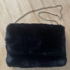 黒 ファー ショルダーバッグ