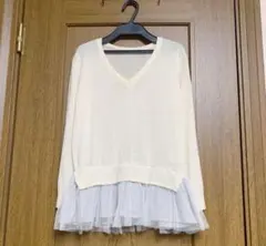 NICE CLAUP ニットトップス チュール付き ナイスクラップ