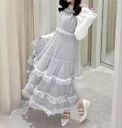 evelyn フリルチュールキャミワンピ