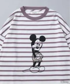 フリークスストア　ディズニー　ミッキー　ボーダー　長袖　Tシャツ　パープル