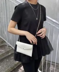 ペプラム 半袖 トップス ブラックのサムネイル