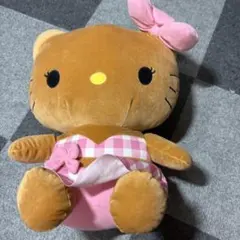 Hello Kitty ぬいぐるみ ブラウン ピンクチェック
