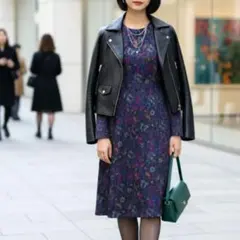 レトロシック ペイズリー&花柄プリント 高見え素材 エレガント 総柄ワンピース