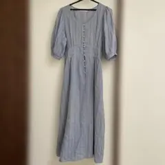 AS know AS plus ライトブルー ロングワンピース　フリーサイズ